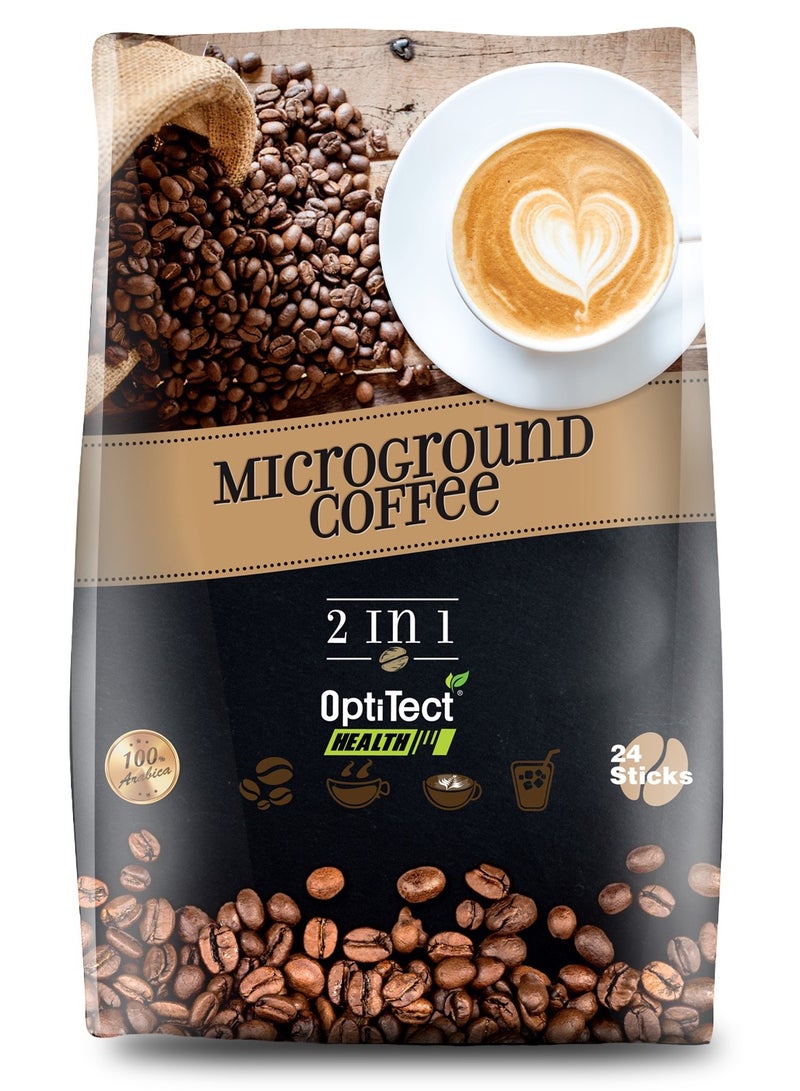 Health Arabica Microground Coffee 2-in-1, Low Calorie Instant Coffee, Dairy & Sugar Free, 24 Stick Packs